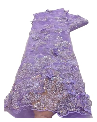 5 Yards Spitzenstoff Twill Streifen Perlen Pailletten Stickerei Stoff Geometrische Blumen Kleid Abendkleid Stoffe(4) von CCZRD