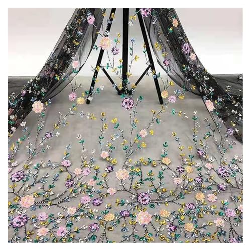 5 Yards Stickerei Spitze Hochzeit Stoff Pailletten Perle Rohr Stickerei Frühling Und Sommer Kleid Material(1) von CCZRD