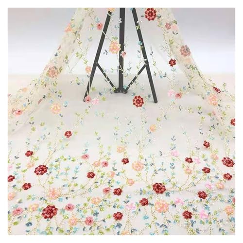 5 Yards Stickerei Spitze Hochzeit Stoff Pailletten Perle Rohr Stickerei Frühling Und Sommer Kleid Material(2) von CCZRD