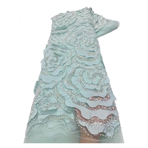 5 Yards Stoffe Handgefertigte Perlenspitzenstoffe Kleider Kleider Stickereistoffe(Turquoise) von CCZRD