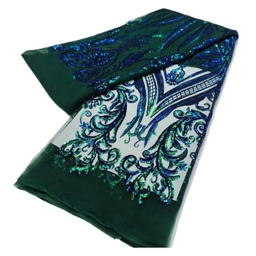 5 Yards Symmetrischer Spitzenstoff Im Retro-Stil Mit Pailletten Im Hofstil, Bestickter Spitzenstoff For Damenabendkleider, Hochzeitskleider(10) von CCZRD
