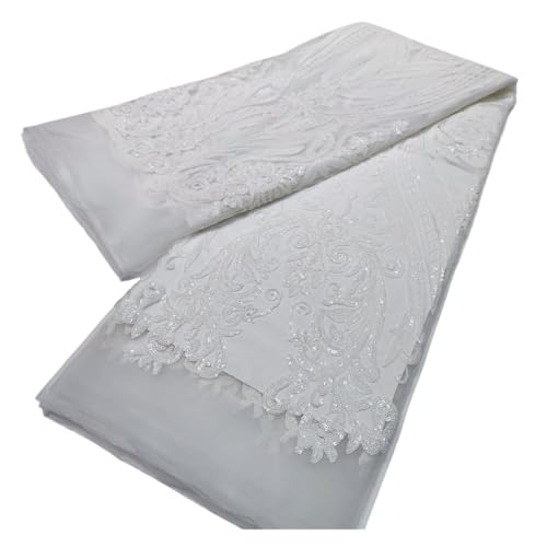 5 Yards Symmetrischer Spitzenstoff Im Retro-Stil Mit Pailletten Im Hofstil, Bestickter Spitzenstoff For Damenabendkleider, Hochzeitskleider(15) von CCZRD