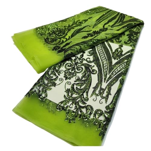 5 Yards Symmetrischer Spitzenstoff Im Retro-Stil Mit Pailletten Im Hofstil, Bestickter Spitzenstoff For Damenabendkleider, Hochzeitskleider(2) von CCZRD