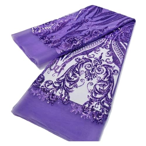 5 Yards Symmetrischer Spitzenstoff Im Retro-Stil Mit Pailletten Im Hofstil, Bestickter Spitzenstoff For Damenabendkleider, Hochzeitskleider(3) von CCZRD
