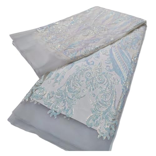 5 Yards Symmetrischer Spitzenstoff Im Retro-Stil Mit Pailletten Im Hofstil, Bestickter Spitzenstoff For Damenabendkleider, Hochzeitskleider(5) von CCZRD
