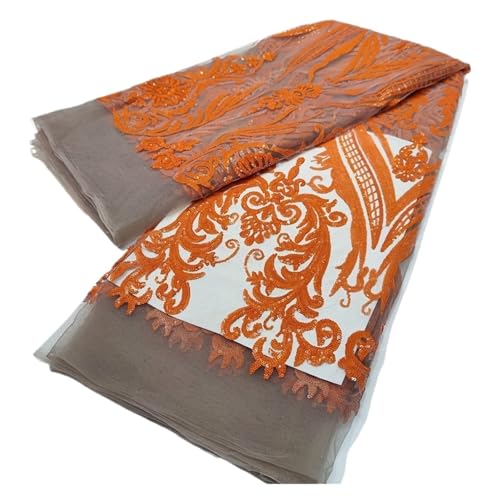 5 Yards Symmetrischer Spitzenstoff Im Retro-Stil Mit Pailletten Im Hofstil, Bestickter Spitzenstoff For Damenabendkleider, Hochzeitskleider(6) von CCZRD