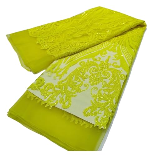 5 Yards Symmetrischer Spitzenstoff Im Retro-Stil Mit Pailletten Im Hofstil, Bestickter Spitzenstoff For Damenabendkleider, Hochzeitskleider(8) von CCZRD