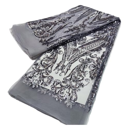 5 Yards Symmetrischer Spitzenstoff Im Retro-Stil Mit Pailletten Im Hofstil, Bestickter Spitzenstoff For Damenabendkleider, Hochzeitskleider(9) von CCZRD
