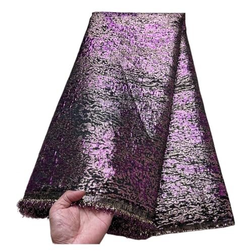 Afrikanische 5Yards Mode Bestickte Spitze Stoffe For Frauen Nähen Prom Kleider Tüll Lila Brokat Nigerianischen Jacquard Spitze Stoff(4) von CCZRD