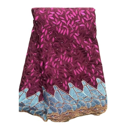 Afrikanische Baumwolle Diy Spitze Stoff Mit Steinen For Nähen Nigeria Hochzeit Party Kleider Frauen 5 Yards(2 DX018) von CCZRD