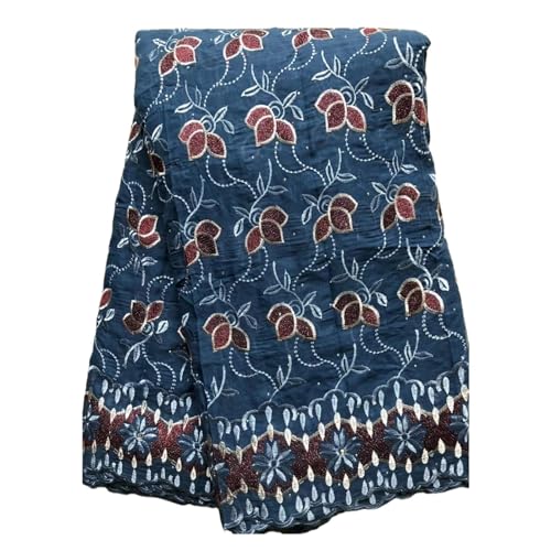 Afrikanische Baumwolle Stickerei Spitze Stoff Nigerian Spitze Mit Steinen For Nähen Hochzeit Party Kleider Frauen 5yard(6 DX001) von CCZRD