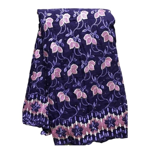 Afrikanische Baumwolle Stickerei Spitze Stoff Nigerian Spitze Mit Steinen For Nähen Hochzeit Party Kleider Frauen 5yard(7 DX001) von CCZRD