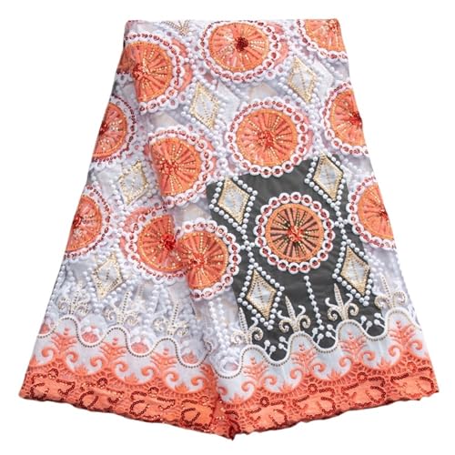 Afrikanische Französische Mesh-Spitze Mit Pailletten, 5 Yards, Nigerianischer Milchseide-Spitzenstoff For Nähen Von Abendparty-Kleidern F3475, 5 Yard(4african lace fabric) von CCZRD