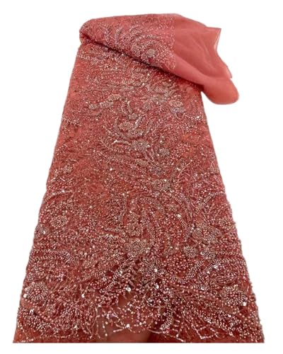 Afrikanische Perlen Bräutigam Tüll Spitze Stoff Pailletten Stickerei Französisch Tüll Schnürsenkel For Nigeiran Party Kleid 5 Yards(1) von CCZRD