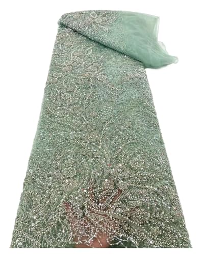 Afrikanische Perlen Bräutigam Tüll Spitze Stoff Pailletten Stickerei Französisch Tüll Schnürsenkel For Nigeiran Party Kleid 5 Yards(2) von CCZRD