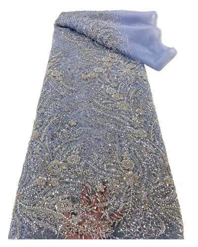 Afrikanische Perlen Bräutigam Tüll Spitze Stoff Pailletten Stickerei Französisch Tüll Schnürsenkel For Nigeiran Party Kleid 5 Yards(3) von CCZRD