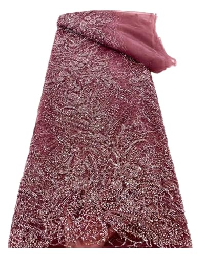 Afrikanische Perlen Bräutigam Tüll Spitze Stoff Pailletten Stickerei Französisch Tüll Schnürsenkel For Nigeiran Party Kleid 5 Yards(6) von CCZRD