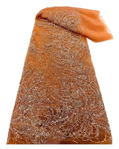 Afrikanische Perlen Bräutigam Tüll Spitze Stoff Pailletten Stickerei Französisch Tüll Schnürsenkel For Nigeiran Party Kleid 5 Yards(8) von CCZRD
