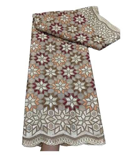 Afrikanische Schweizer Voilespitze Nigerianische Baumwoll-Trocken-Voilespitze Mit Steinen For Nähen Von Frauen-Abend-Party-Kleid 5 Yard(50114) von CCZRD