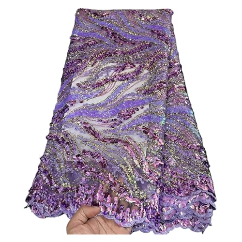 Afrikanische Spitze Stoff Pailletten Stickerei Gold Party Kleider Mesh Stoffe For Frauen Tüll Design Nähen 5 Yards Tuch(17) von CCZRD