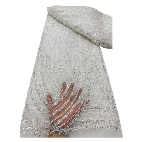 Afrikanische Spitzenstoffe For Frauen, Traditionelle Party, Nigerianische Tüllspitze Mit Steinen, Modischer Senegal-Stil, 5 Yards(3) von CCZRD