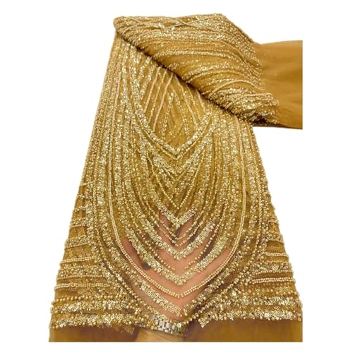 Afrikanische Spitzenstoffe For Frauen, Traditionelle Party, Nigerianische Tüllspitze Mit Steinen, Modischer Senegal-Stil, 5 Yards(6) von CCZRD