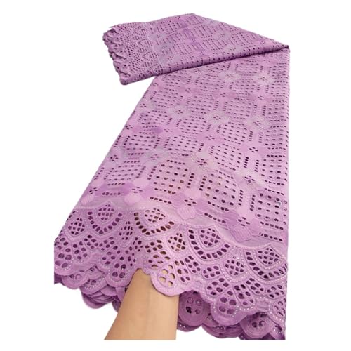 Afrikanischer Baumwoll-Spitzenstoff, Nigerianischer Schweizer Voile-Spitzenstoff Mit Steinen For Frauen, Weihnachtskleid, 2,5 Yards(TY35746) von CCZRD