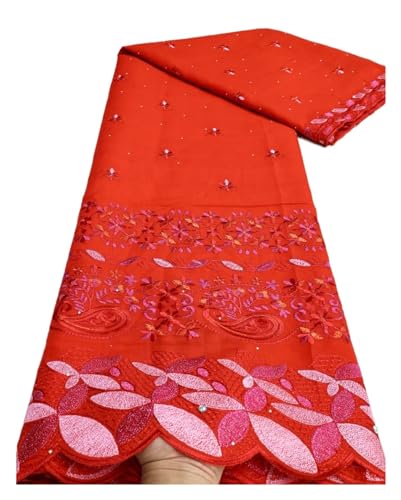Afrikanischer Baumwollspitzenstoff, Schweizer Voile-Spitzenstoff, Nigerianische Trockenspitzenstoffe Mit Steinen, Hochzeitsnähen, 5 Meter(3) von CCZRD