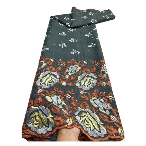 Afrikanischer Baumwollspitzenstoff, Stickerei, Nigerianischer Schweizer Voile-Spitzenstoff, 5 Meter, Nähen For Frauen, Hochzeitsparty-Kleid(LY4168-2) von CCZRD