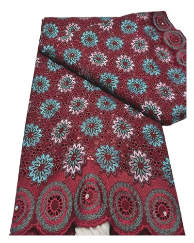Afrikanischer Baumwollspitzenstoff Schweizer Voilespitze In Der Schweiz Spitzenstoff Nigerian For Damenabend-Partykleid 5 Yard(A076) von CCZRD