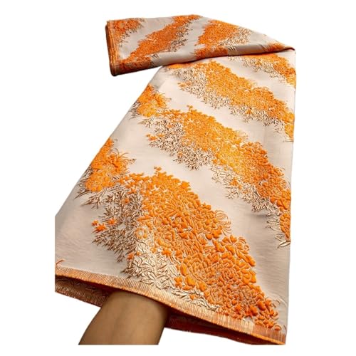 Afrikanischer Brokat-Spitzenstoff, Nigerianischer Jacquard-Spitzenstoff, Afrikanische Spitze For Damen, Abendkleider, 2,5 Yards(TY34822) von CCZRD