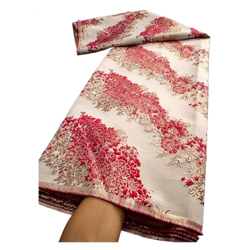 Afrikanischer Brokat-Spitzenstoff, Nigerianischer Jacquard-Spitzenstoff, Afrikanische Spitze For Damen, Abendkleider, 2,5 Yards(TY34824) von CCZRD