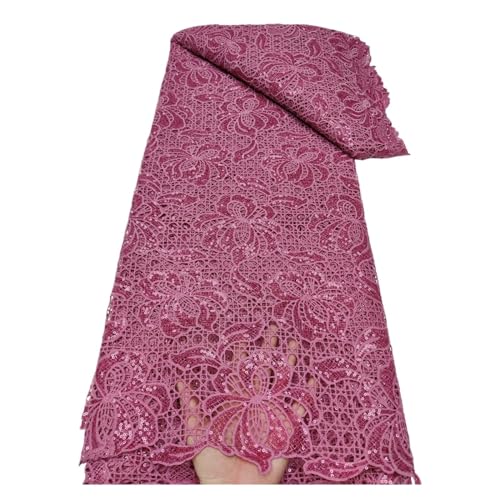 Afrikanischer Damaststoff, 5 Yards, Französische Spitze, Bestickt, Nigerianischer Spitzenstoff For Frauen, Partykleid, Schneider(5046B-4) von CCZRD