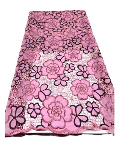 Afrikanischer Guipure-Schnur-Spitzenstoff Mit Steinen, Nigerianischer Schweizer Voile-Spitzenstoff For Nähen Von Partykleidern, 5 YARDS(14) von CCZRD