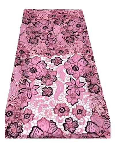 Afrikanischer Guipure-Schnur-Spitzenstoff Mit Steinen, Nigerianischer Schweizer Voile-Spitzenstoff For Nähen Von Partykleidern, 5 YARDS(2) von CCZRD
