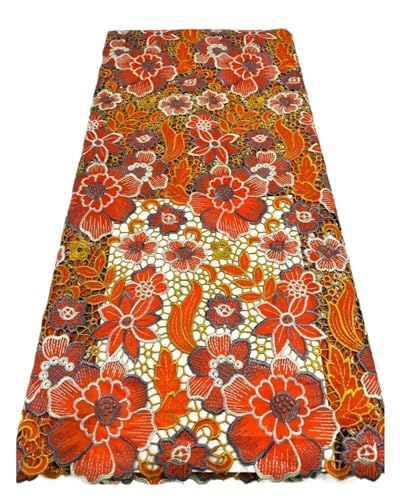 Afrikanischer Guipure-Schnur-Spitzenstoff Mit Steinen, Nigerianischer Schweizer Voile-Spitzenstoff For Nähen Von Partykleidern, 5 YARDS(4) von CCZRD