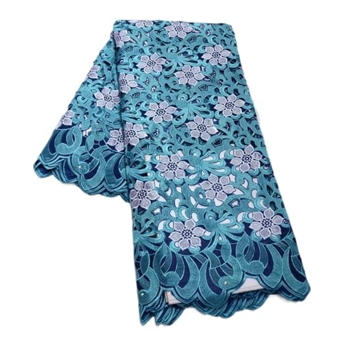 Afrikanischer Handgeschnittener, Gelochter Schweizer Spitzenstoff For Hochzeitskleider, 5 Yards, Afrikanische Stickereispitze(2) von CCZRD
