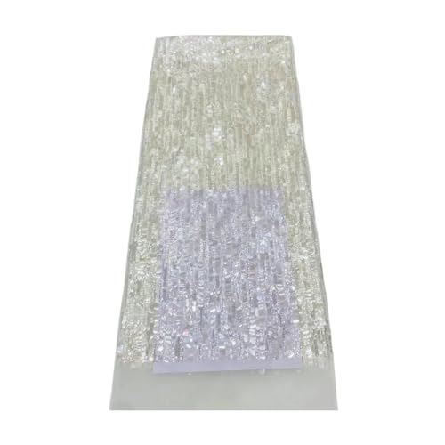 Afrikanischer Netz-Spitzenstoff Mit Pailletten, Französischer Tüll, Netzspitze, Nigerianisches Hochzeitsmaterial, Spitze, 5 Yards(3) von CCZRD
