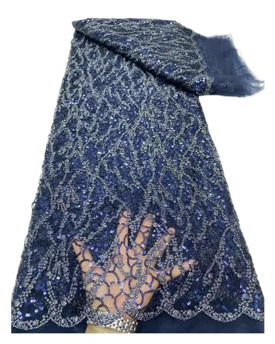Afrikanischer Nigerianischer Tüll-Spitzenstoff, Damast-Stickerei, Hochzeitskleid, Weiße Pailletten For Nähen, 5 Yards(10) von CCZRD