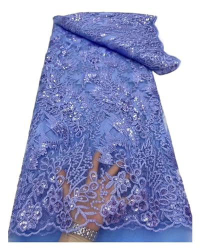 Afrikanischer Nigerianischer Tüll-Spitzenstoff, Stickerei, Hochzeitskleid, Weiße Pailletten For Nähen, 5 Yards(1) von CCZRD