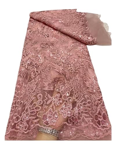 Afrikanischer Nigerianischer Tüll-Spitzenstoff, Stickerei, Hochzeitskleid, Weiße Pailletten For Nähen, 5 Yards(3) von CCZRD