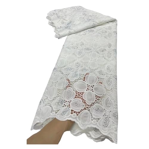 Afrikanischer Nigerianischer Tüll-Spitzenstoff For Nähen Von Hochzeits-Party-Kleid, Bestickter Baumwoll-Damast, 5 Yard(3) von CCZRD