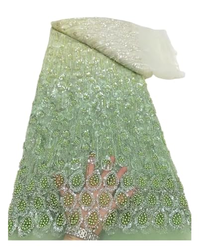 Afrikanischer Pailletten-Spitzenstoff, Spitzenstickerei, 3D-Perlen-Mesh-Stoff, 5 Yards, For Frauen, Hochzeit, Party, Kleid(3) von CCZRD