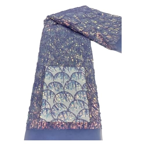Afrikanischer Pailletten-Spitzenstoff, Stickerei, Perlen, Nigerianischer Französischer Tüll, Spitzenmaterial For Hochzeitskleid, 5 Yards(1) von CCZRD