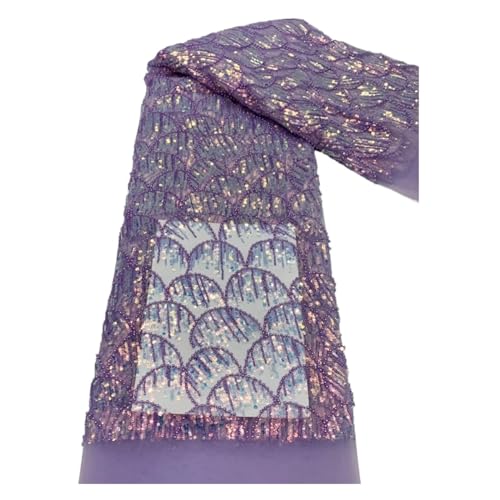 Afrikanischer Pailletten-Spitzenstoff, Stickerei, Perlen, Nigerianischer Französischer Tüll, Spitzenmaterial For Hochzeitskleid, 5 Yards(2) von CCZRD