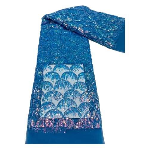 Afrikanischer Pailletten-Spitzenstoff, Stickerei, Perlen, Nigerianischer Französischer Tüll, Spitzenmaterial For Hochzeitskleid, 5 Yards(4) von CCZRD