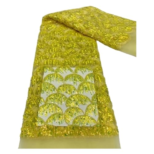 Afrikanischer Pailletten-Spitzenstoff, Stickerei, Perlen, Nigerianischer Französischer Tüll, Spitzenmaterial For Hochzeitskleid, 5 Yards(6) von CCZRD