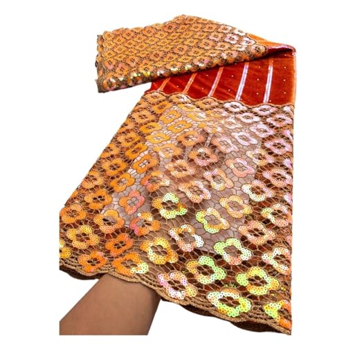 Afrikanischer Samt-Spitzenstoff Mit Pailletten, Nigerianischer Pailletten-Samt-Spitzenstoff For Nähen Von Frauen, Hochzeit, Ballkleidern, 2,5 Yards(TY34627) von CCZRD