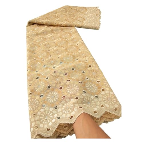 Afrikanischer Schweizer Baumwoll-Spitzenstoff, Nigerianische Schweizer Voilespitze In Der Schweiz Mit Steinen For Hochzeit, 5 Yards(2african lace fabric) von CCZRD