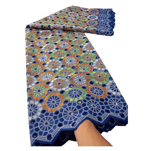 Afrikanischer Schweizer Baumwoll-Spitzenstoff, Nigerianische Schweizer Voilespitze In Der Schweiz Mit Steinen For Hochzeit, 5 Yards(5african lace fabric) von CCZRD